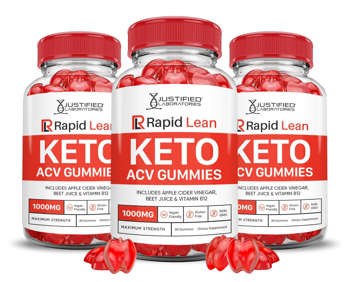 Justified Laboratories Rapid Lean Keto ACV Gummies packaging shown for convenient daily use.