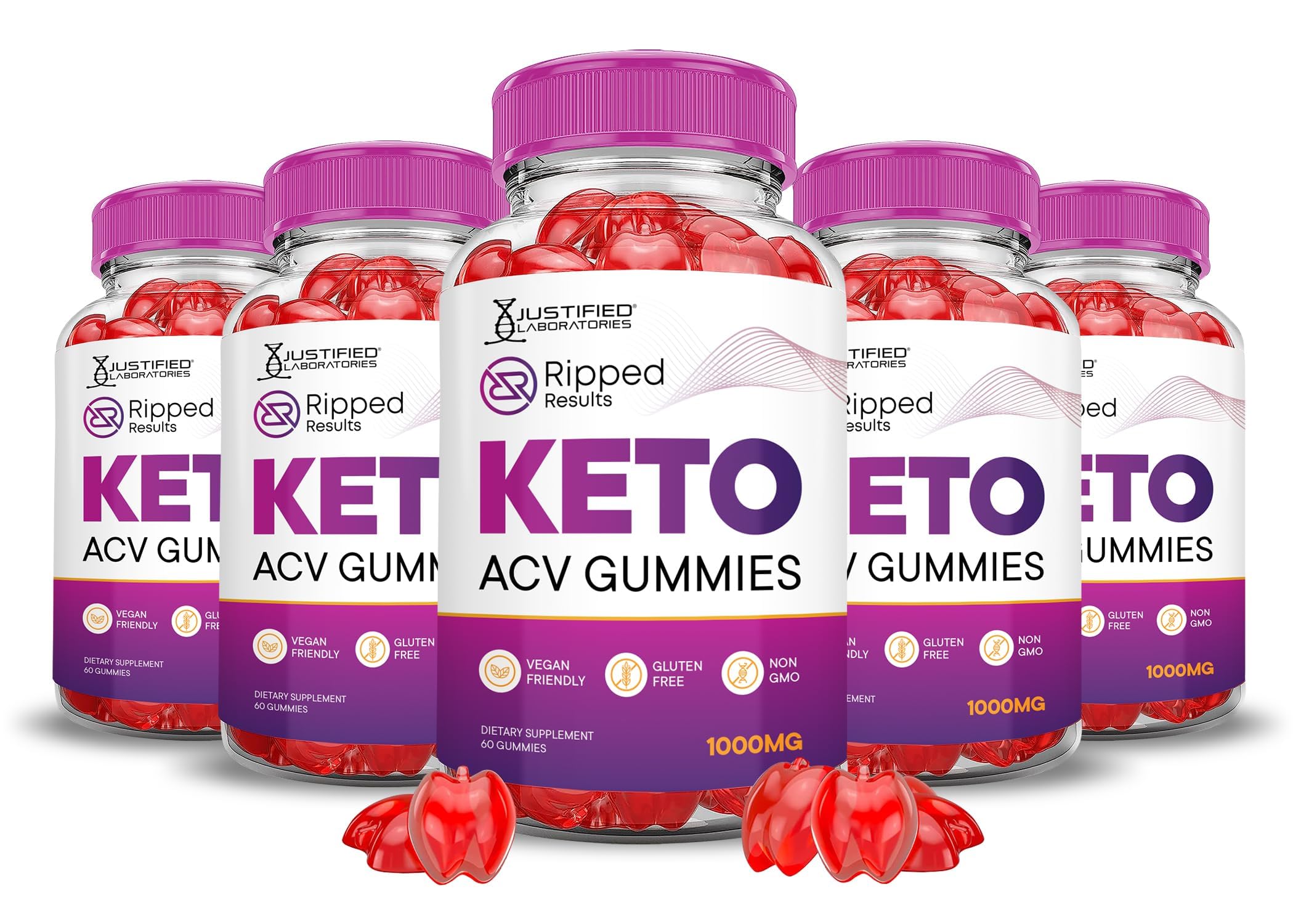 Justified Laboratories Ripped Results Gummies bottle close-up for convenient daily support.