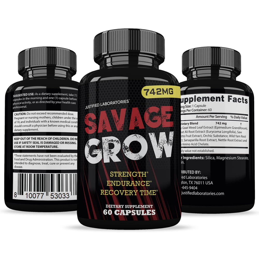 Justified Laboratories Savage Grow nightstand setup suggests convenient nightly supplementation.
