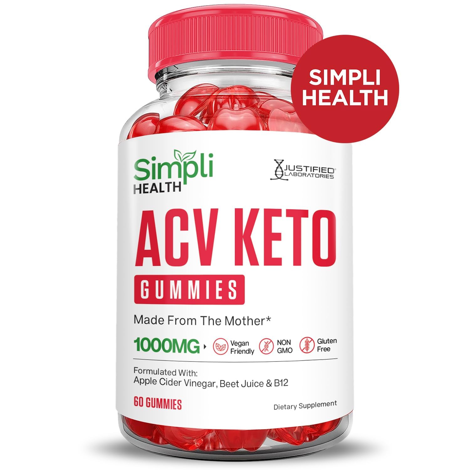 Beet juice and pomegranate ingredients visible on the label of the gummies.