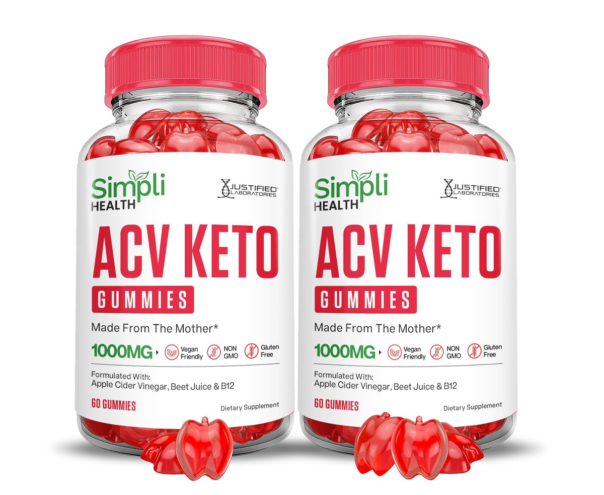 Justified Laboratories Simpli Health Keto ACV Gummies bottle promotes daily wellness with flavorful convenience.