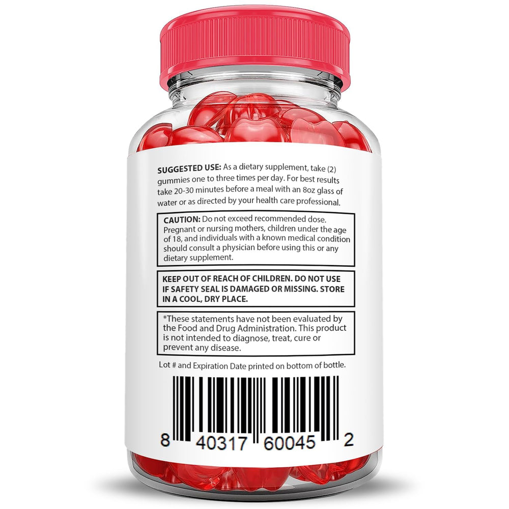 Label artwork on Justified Simpli Health Keto ACV Gummies featuring pomegranate and beet imagery.