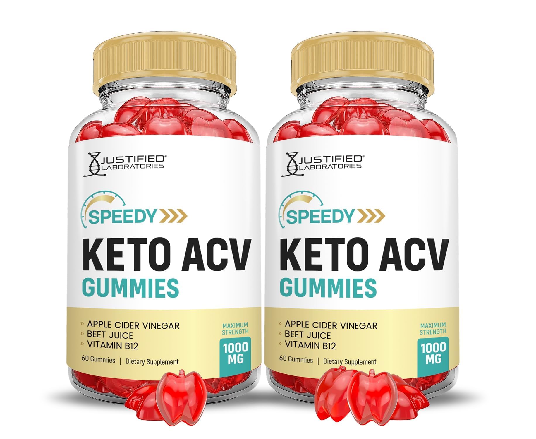 Justified Laboratories Speedy Keto ACV Gummies bottle for easy daily use.