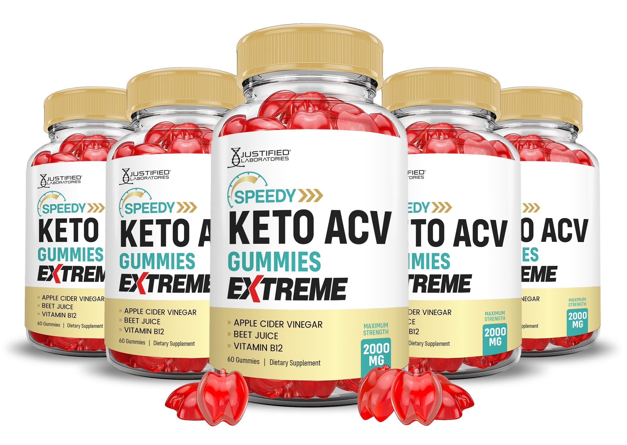Justified Laboratories Speedy Keto ACV Gummies bottle, convenient daily supplement