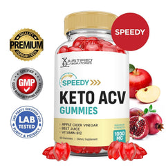 Justified Laboratories Speedy Keto ACV Gummies closeup showing chewy texture and flavor