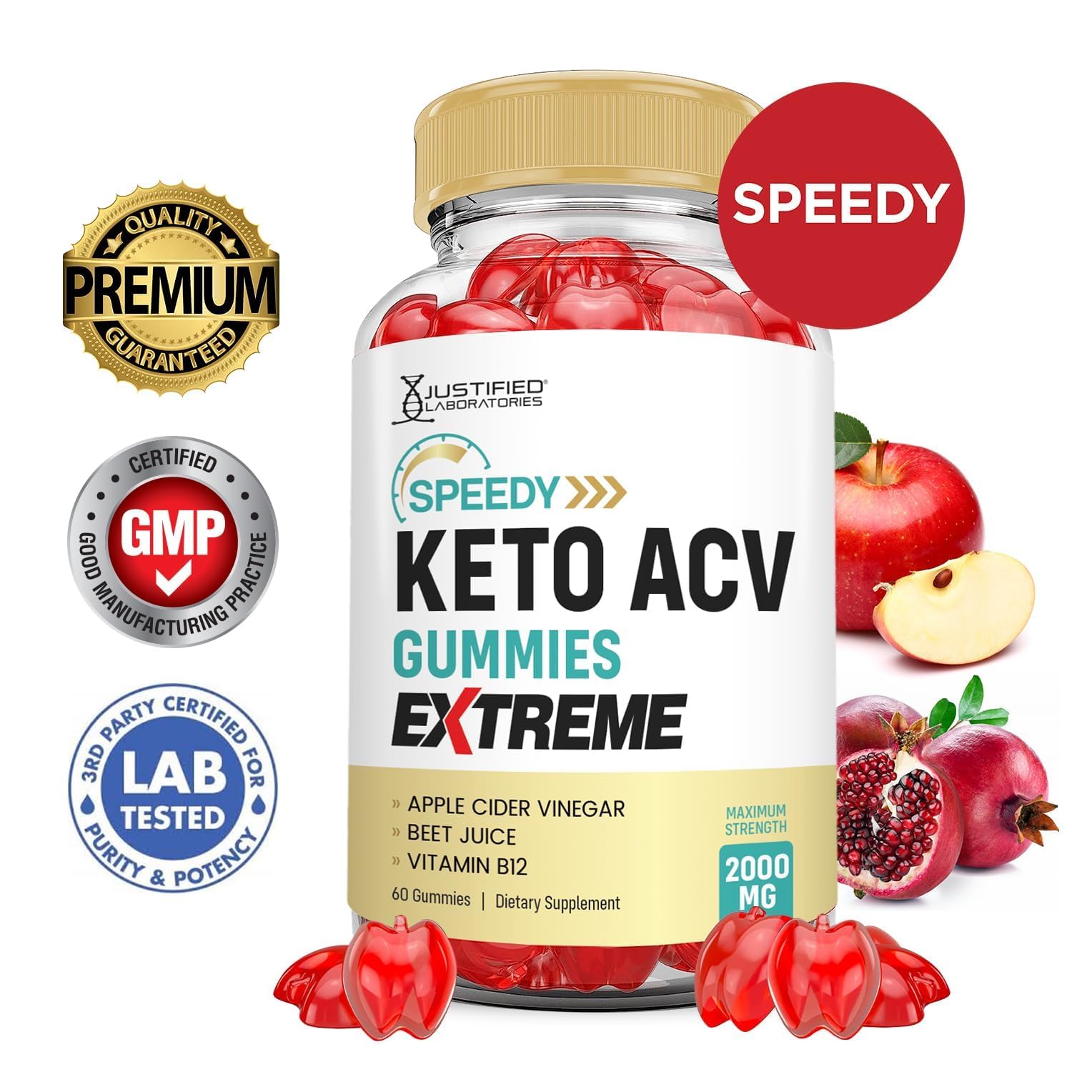 Justified Laboratories Speedy Keto ACV Gummies Extreme served with water for a quick daily routine