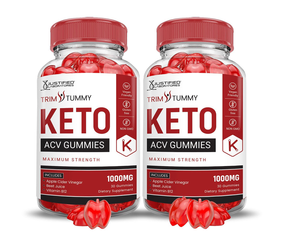 Justified Laboratories Trim Tummy Keto ACV bottle demonstrates convenient daily wellness support.