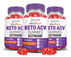 Justified Laboratories Ultra Quick Keto ACV Gummies 3-pack front view for on-the-go support.