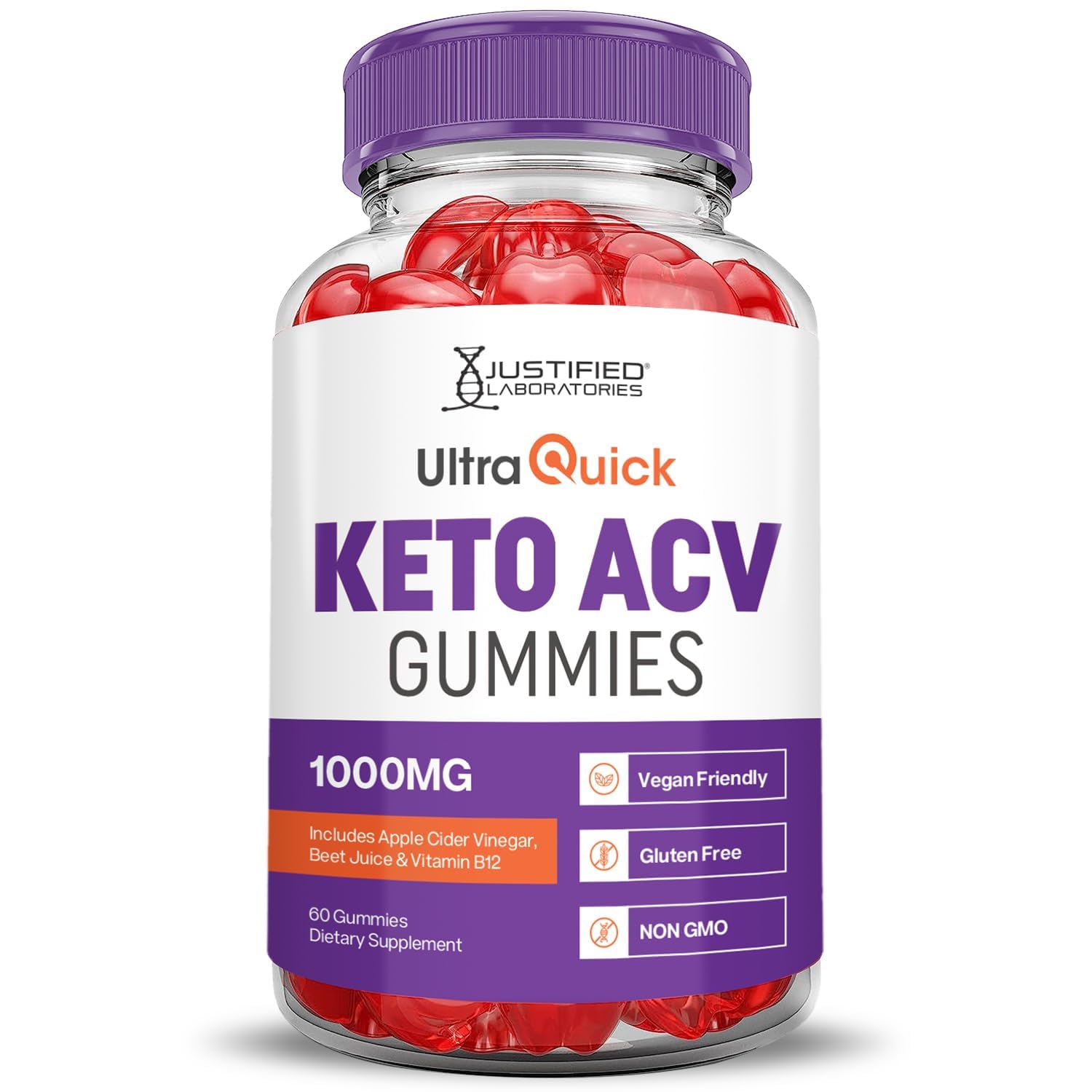 Justified Laboratories Ultra Quick Keto ACV Gummies are quick-chew on the go.