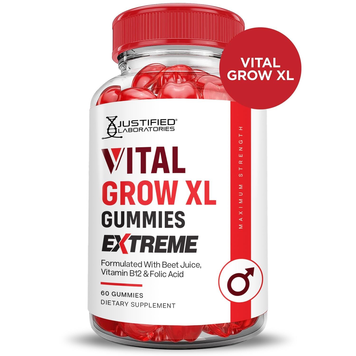 Justified Laboratories Vital Grow XL Extreme beet juice visual—vibrant color and flavor.