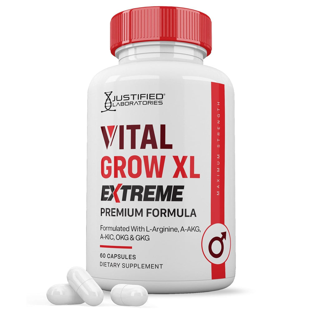 Justified Laboratories Vital Grow XL Extreme bottle with capsules for daily wellness support