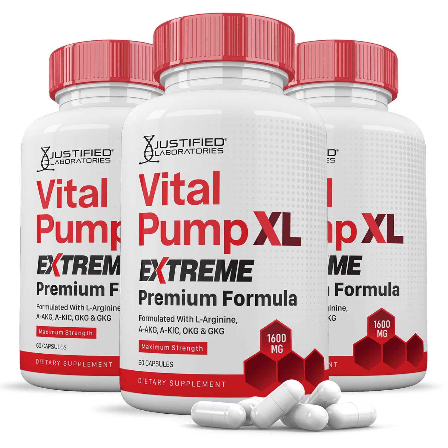 Justified Laboratories Vital Pump XL Extreme bottle front for daily vitality support