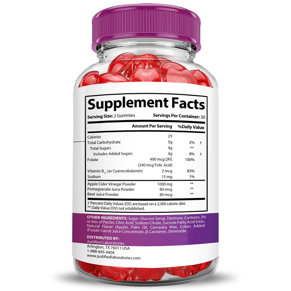 Justified Laboratories Xtreme Fit Keto ACV Gummies apple cider vinegar serving illustration