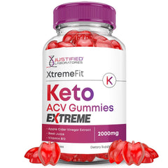 Justified Laboratories Xtreme Fit Keto ACV Gummies bottle front for daily support.