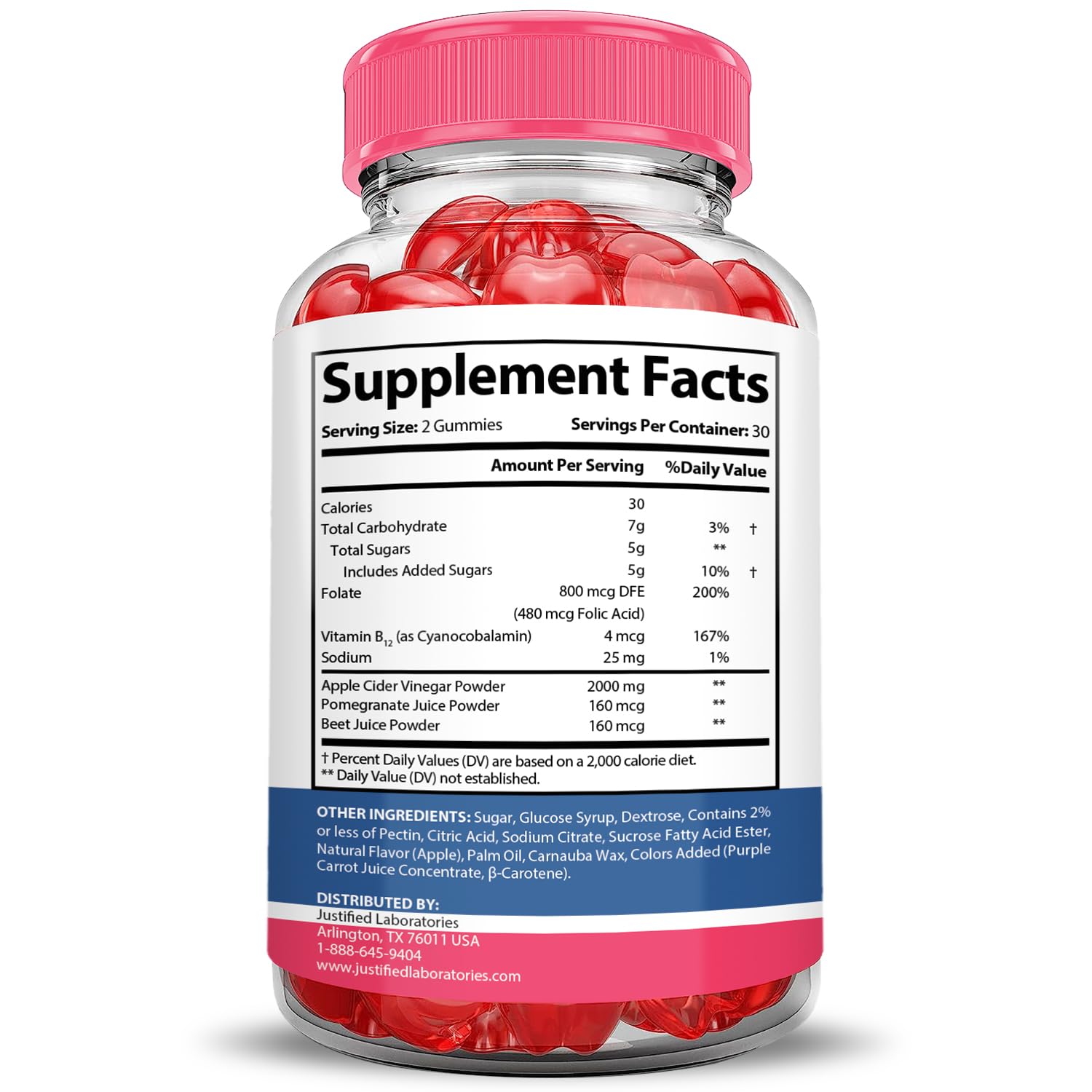 Justified Laboratories Liberty Bites Keto ACV Gummies Extreme pectin-based vegan texture.