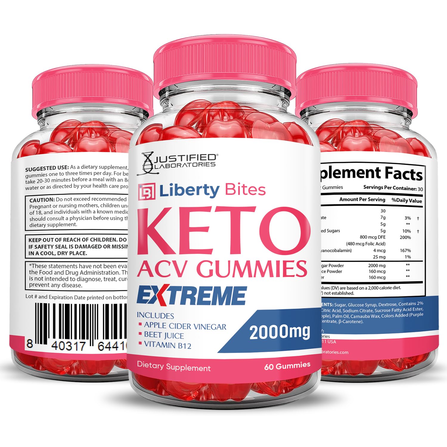 Justified Laboratories Liberty Bites Keto ACV Gummies Extreme portable snack for travel.