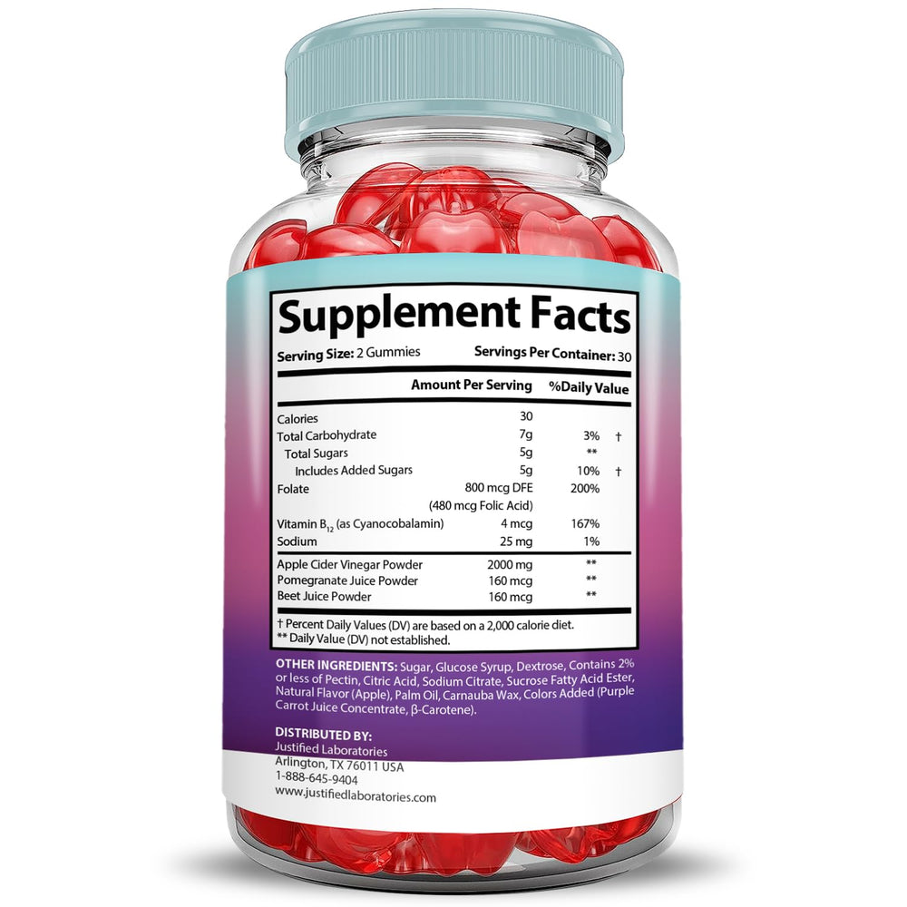 Vitamin B12 and folate components in Justified Ultra Prime Keto ACV Gummies for daily diet.