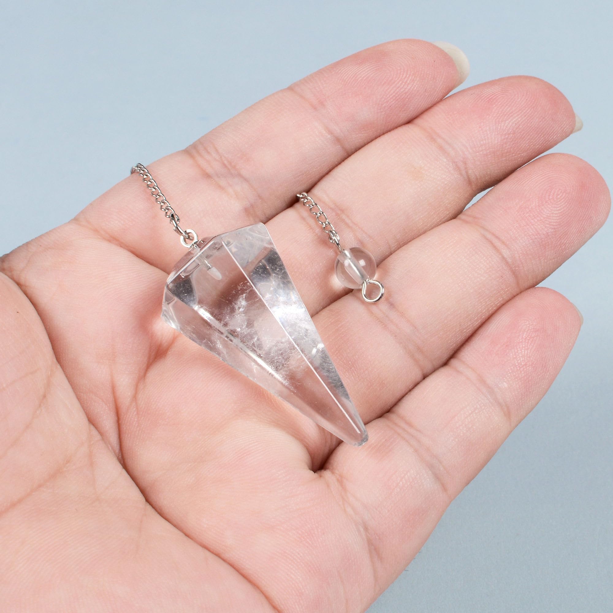 Justinstones clear quartz pendulum with 12 facet cut for precise reading