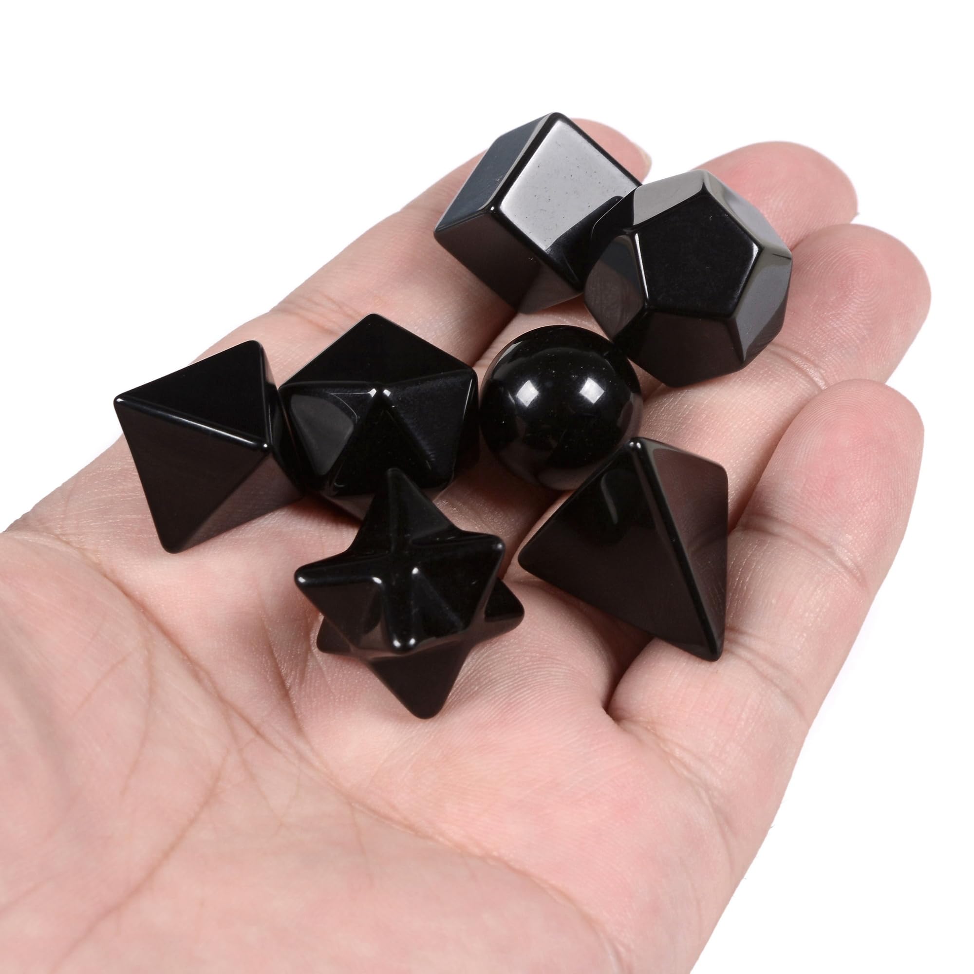 Justinstones Black Obsidian Icosahedron facets for mindful study and display