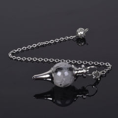 Justinstones black rutilated quartz pendulum bead close-up, 18–20mm, ideal for tactile use.