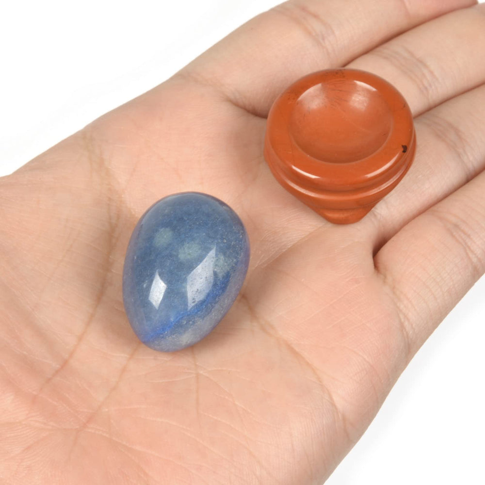 Justinstones blue aventurine egg crystal used in meditation and chakra alignment.