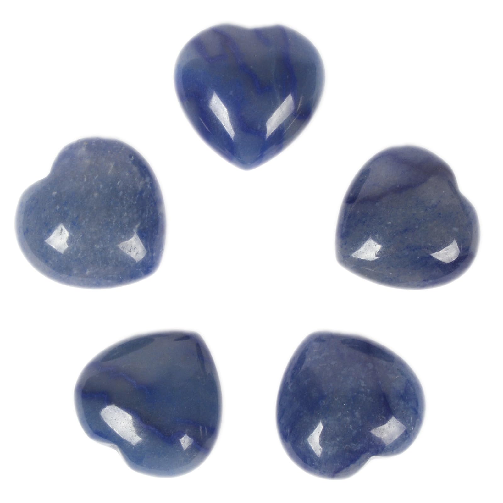 Justinstones blue aventurine heart stone, 1-inch size, ideal for meditation and balance.