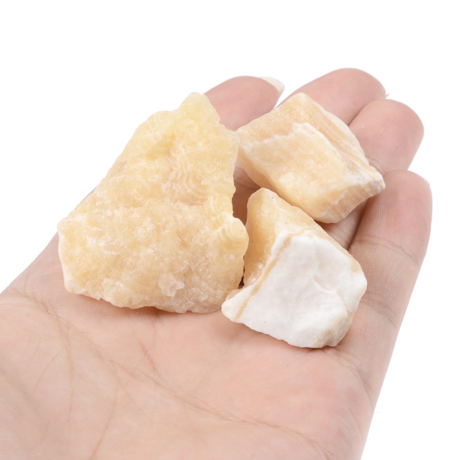 Justinstones calcite tumbled stones show color and smooth finish.