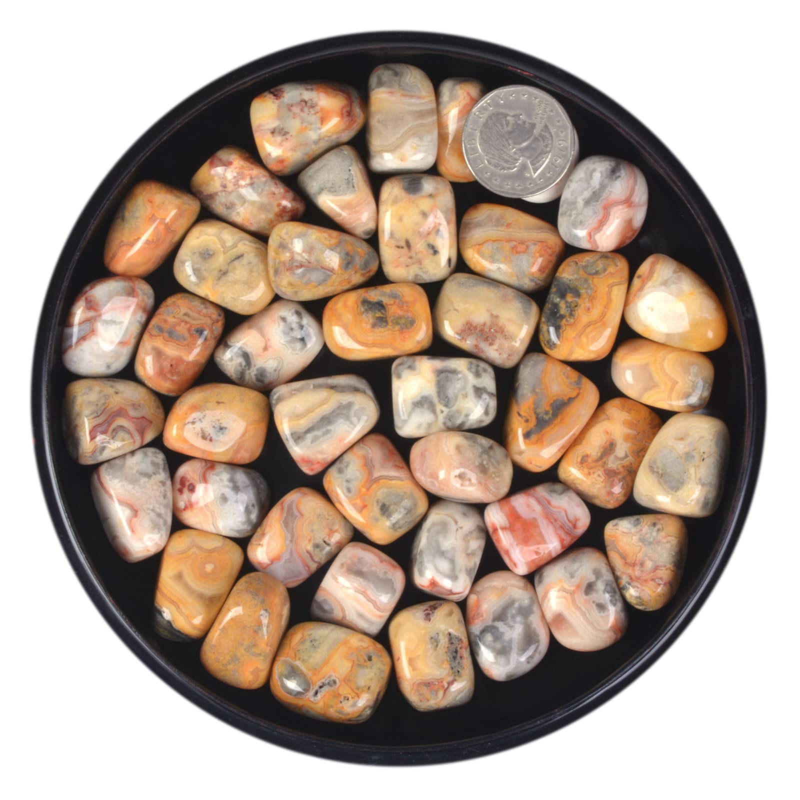 Justinstones Crazy Lace Agate close-up reveals banded color patterns.