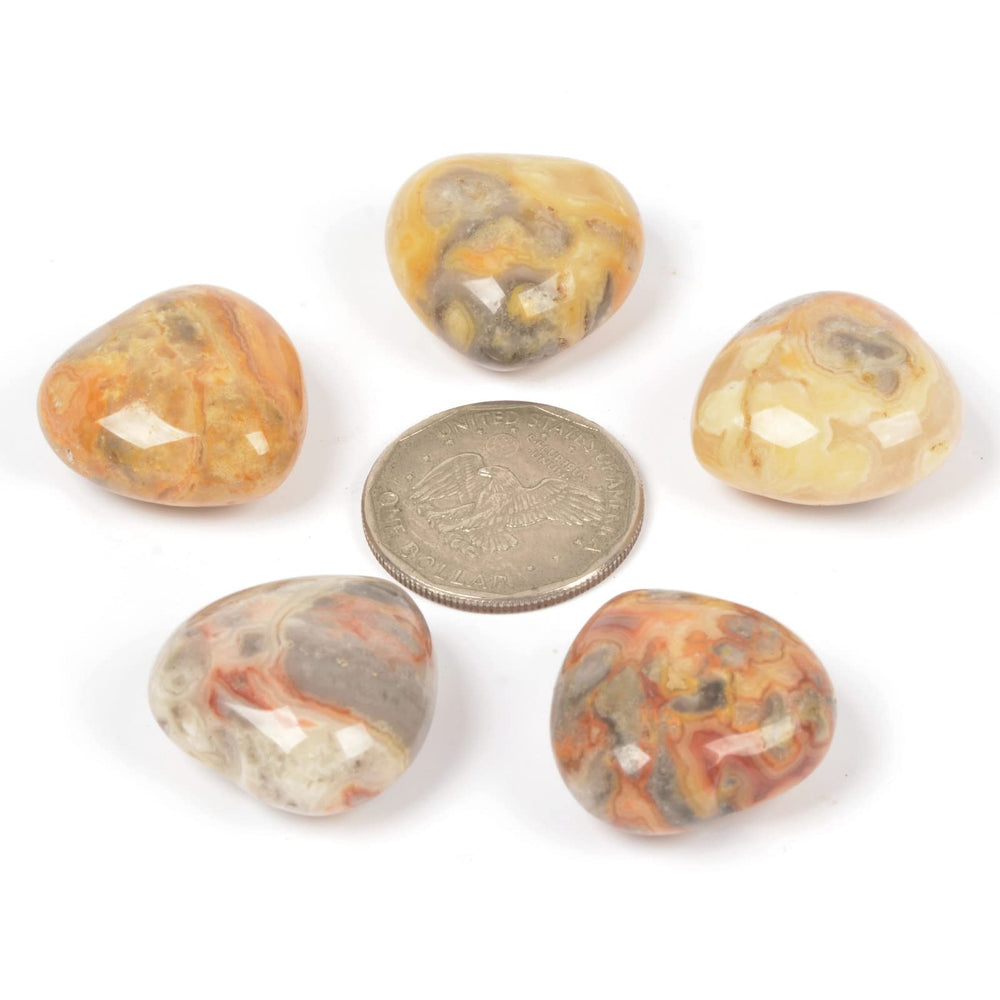 Justinstones Crazy Lace Agate Heart Stones close-up reveals handcrafted detail