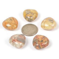 Justinstones Crazy Lace Agate Heart Stones close-up reveals handcrafted detail