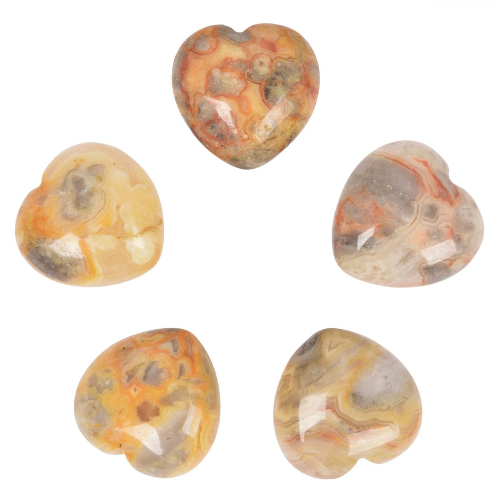 Justinstones Crazy Lace Agate Heart Stones in gift box promote heart chakra focus