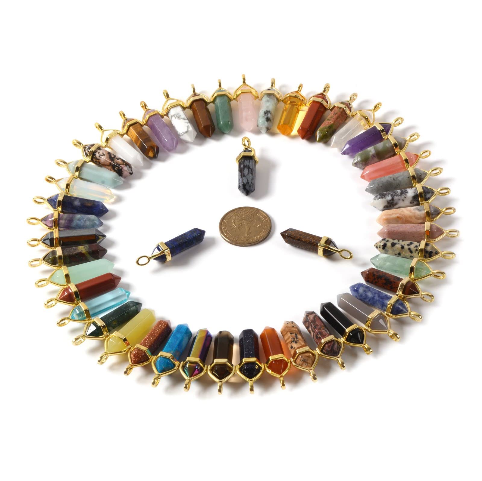 Justinstones pendant close-up with metal cap, ideal for DIY beaded jewelry projects
