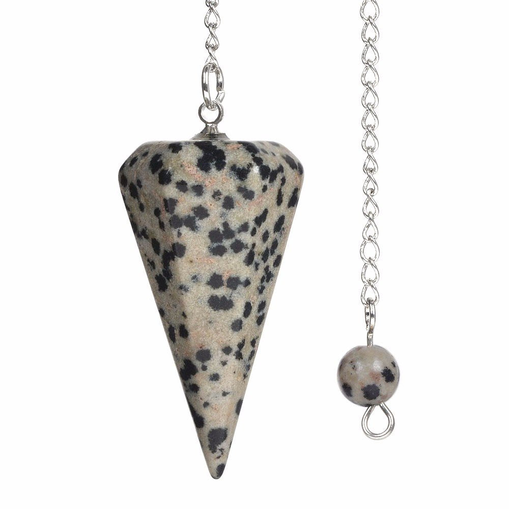 Justinstones Dalmatian Jasper hexagonal point pendant for chakra meditation and intuitive guidance
