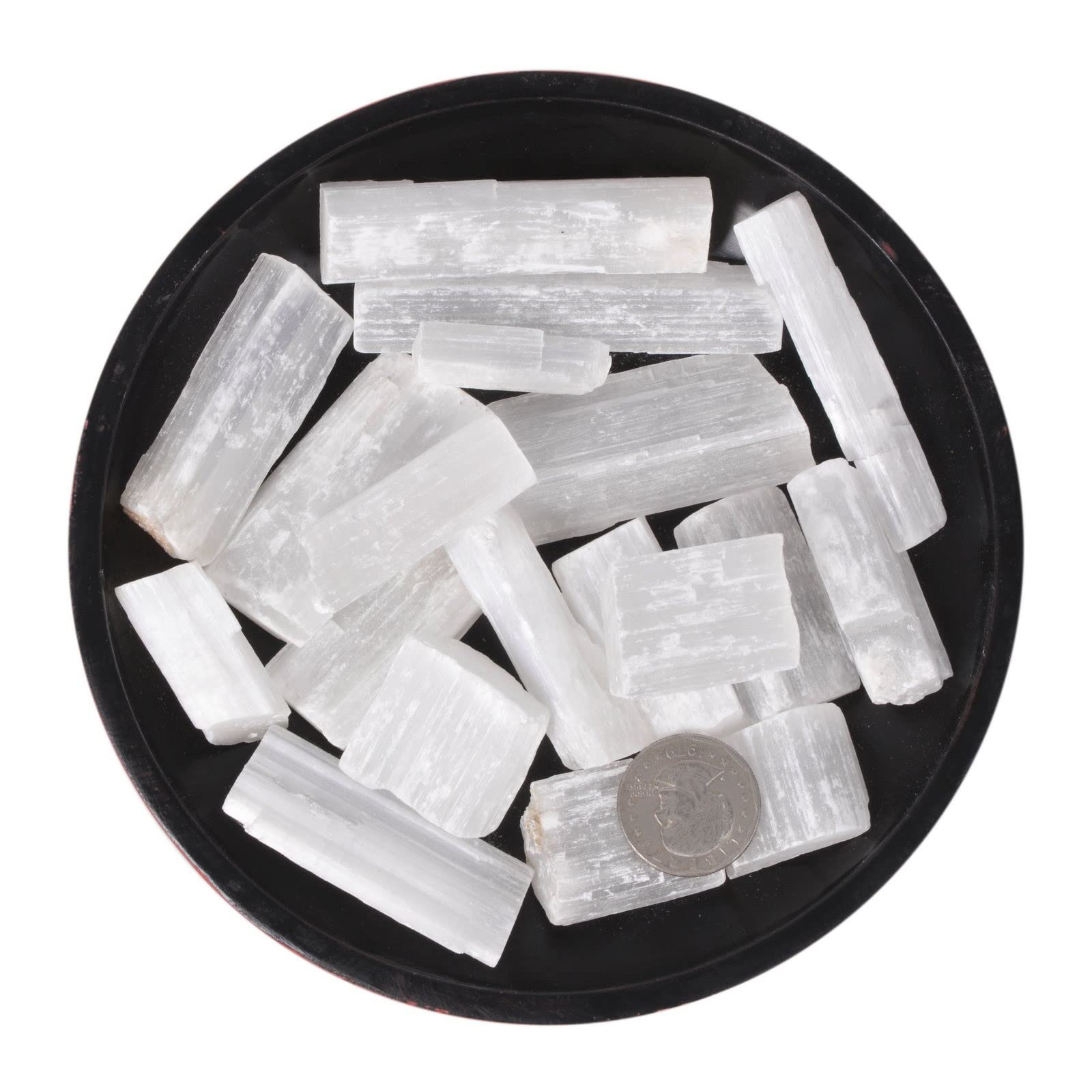 Justinstones half-pound selenite stone bundle ideal for energy clearing.