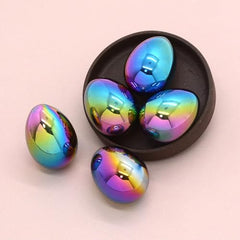 Justinstones hematite egg decor with stand, enhances altar spaces and personal reflection