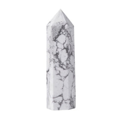 Justinstones howlite crystal tower front view for chakra balance and calm