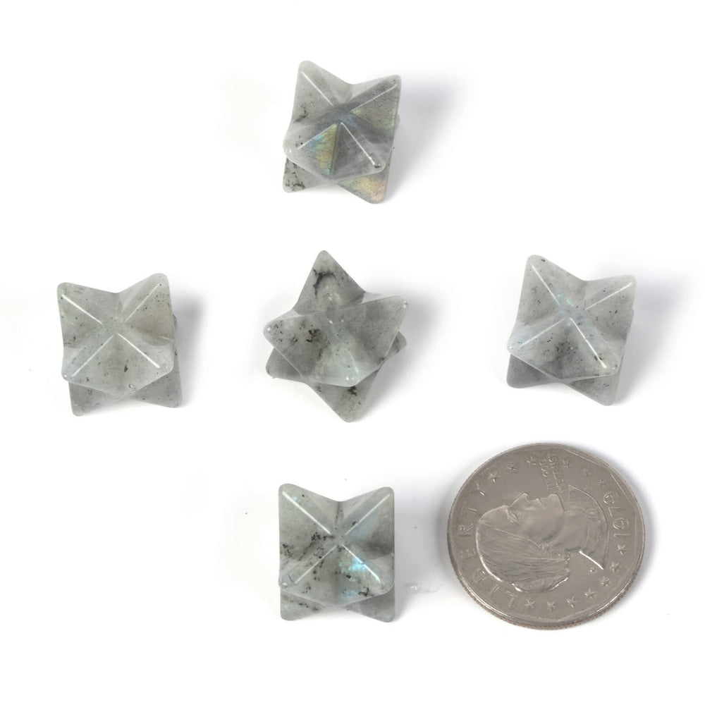 Justinstones natural Labradorite Merkaba stone showing color variations.