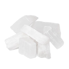 Justinstones large white selenite specimen collection for display and calm ambiance.