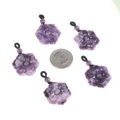 Justinstones Lepidolite lithium mica pendant closeup, showcasing unique artisan details