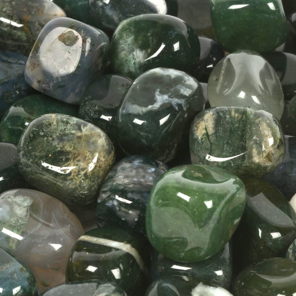 Justinstones moss agate pocket crystal for desk energy and focus