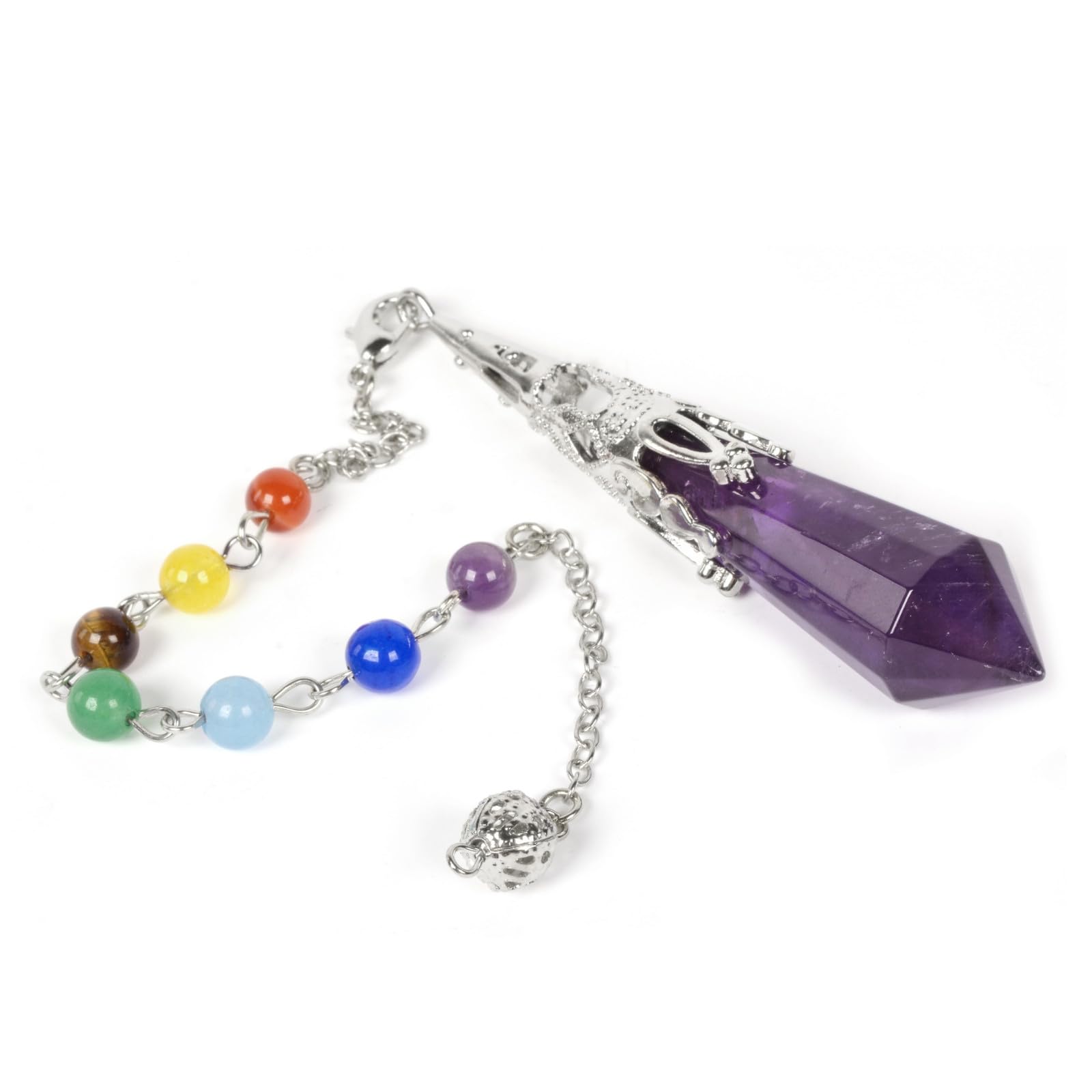 Justinstones natural amethyst 12-faceted pendulum for meditation and divination.