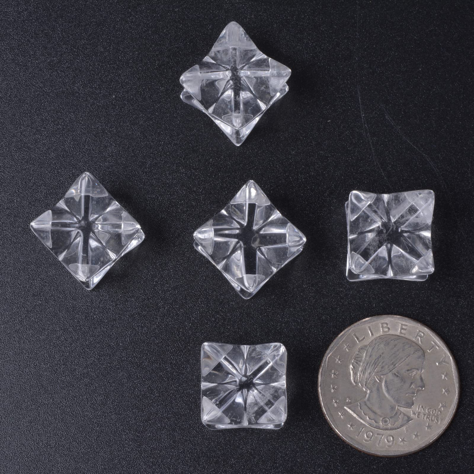 Justinstones natural clear quartz, variations included, five-piece set.