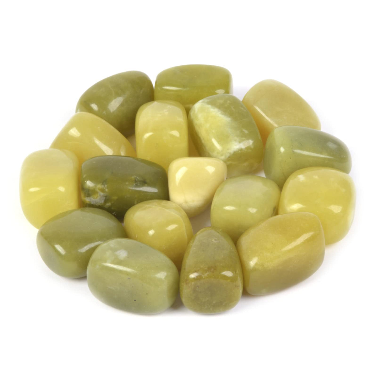 Justinstones olive nephrite tumbled stones display-ready for desk calm