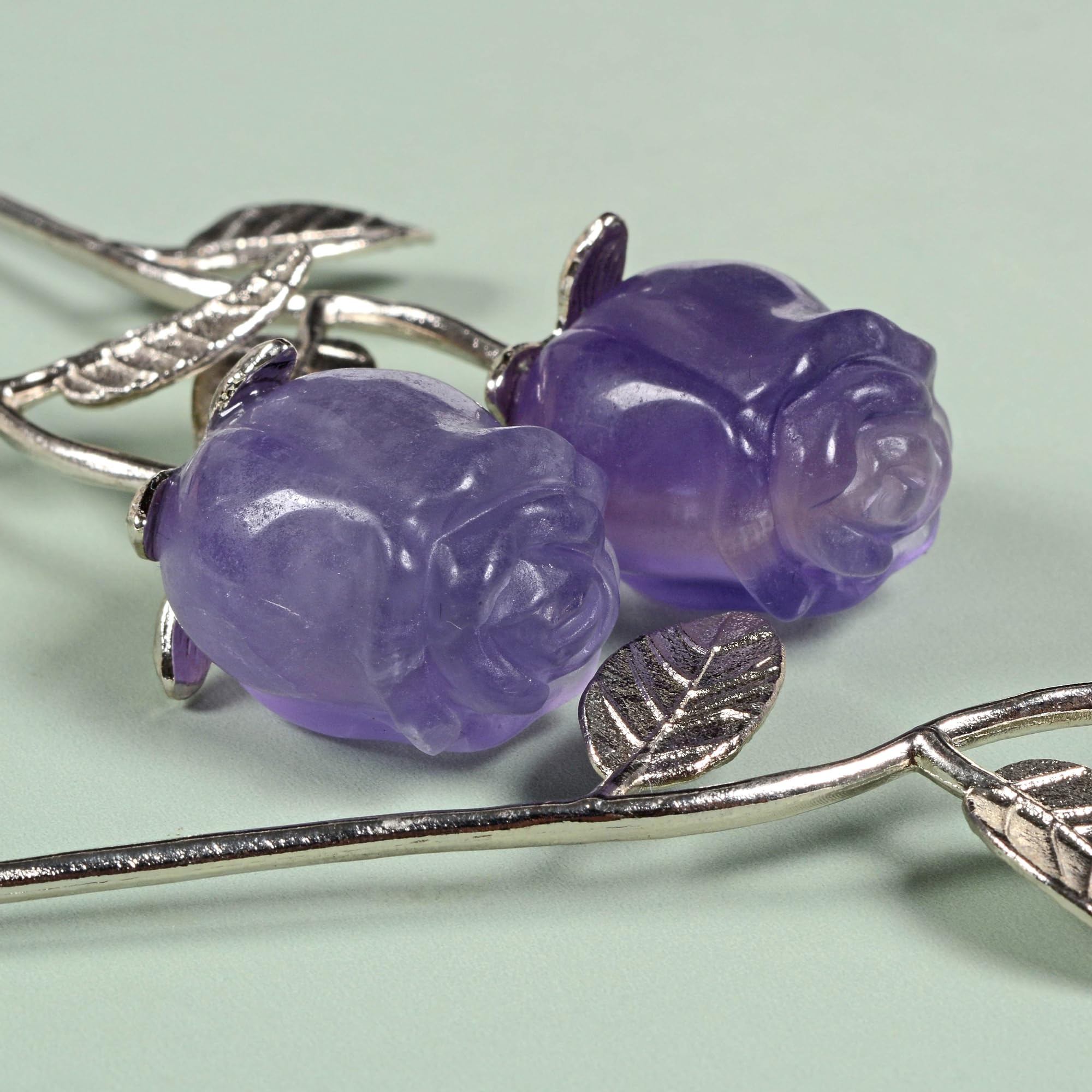 Gift-ready Justinstones Purple Fluorite Rose for anniversaries and special occasions.