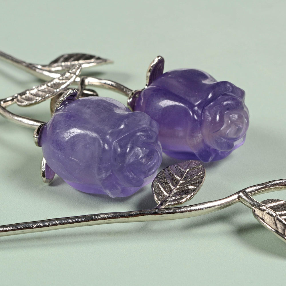 Gift-ready Justinstones Purple Fluorite Rose for anniversaries and special occasions.