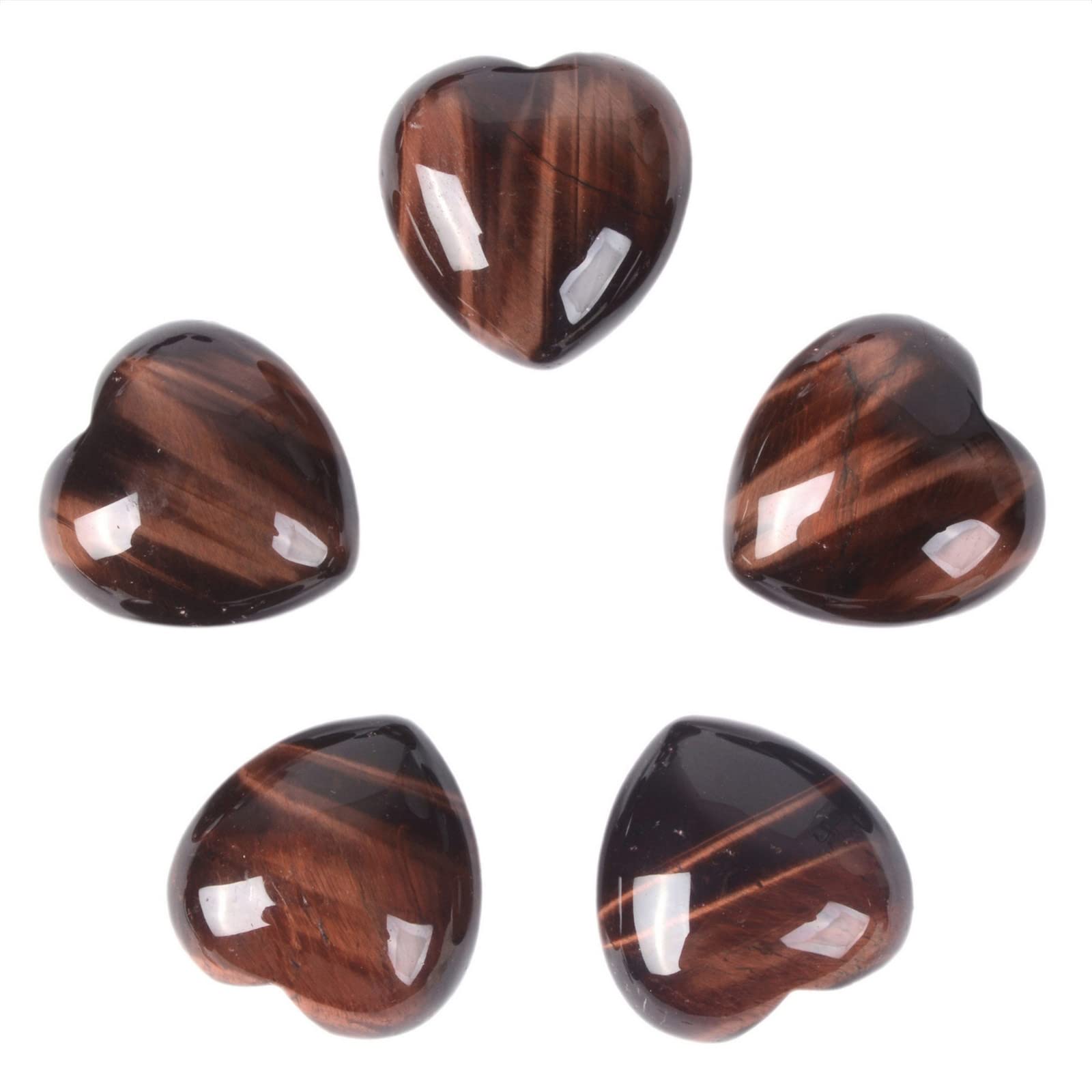 Justinstones Red Tiger Eye Heart 1 inch crystal for chakra balance and meditation.