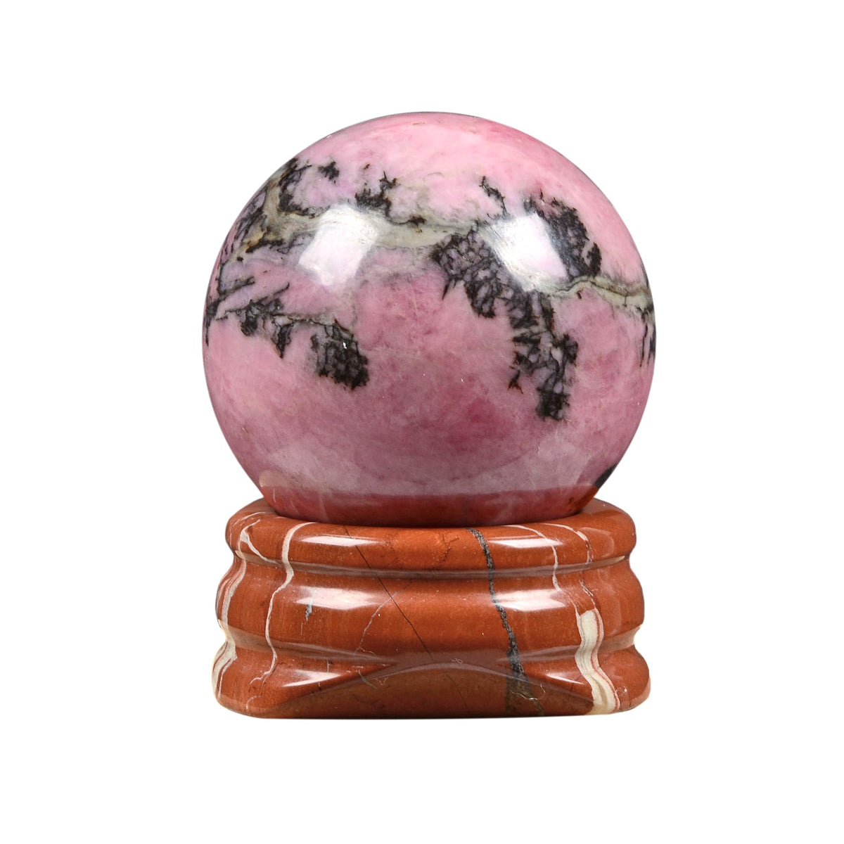 Justinstones rhodonite sphere 30mm polished ball for meditation and focus.