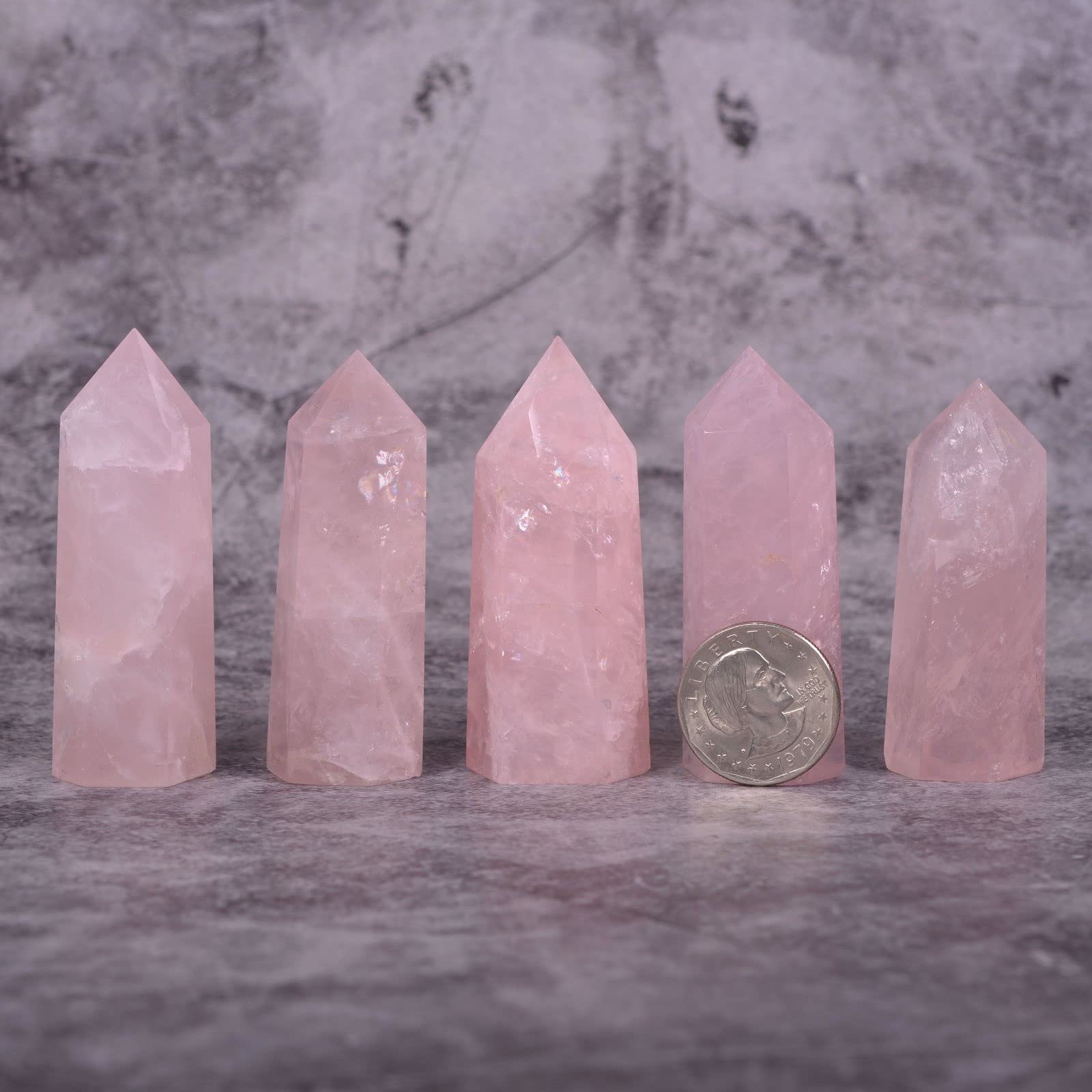 Justinstones Rose Quartz crystal wand for Reiki practice and calm ambiance
