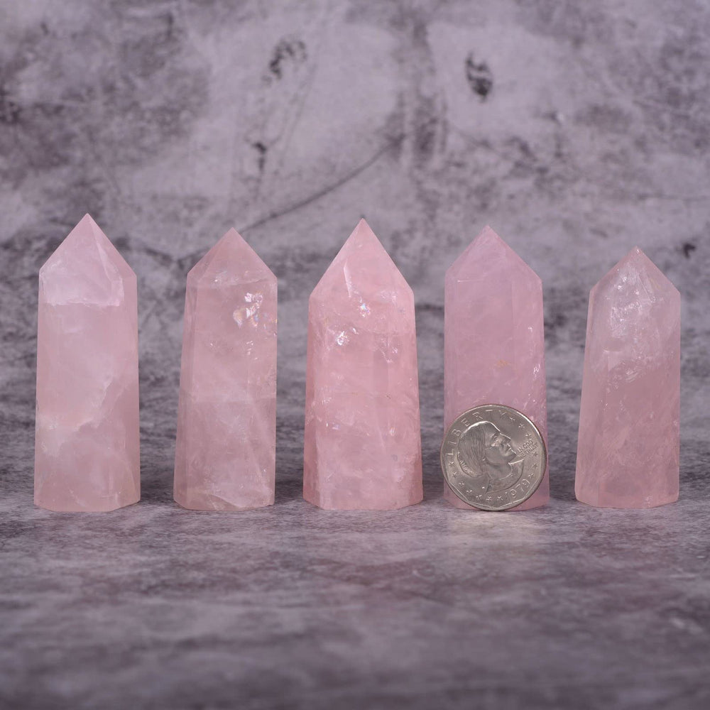 Justinstones Rose Quartz crystal wand for Reiki practice and calm ambiance