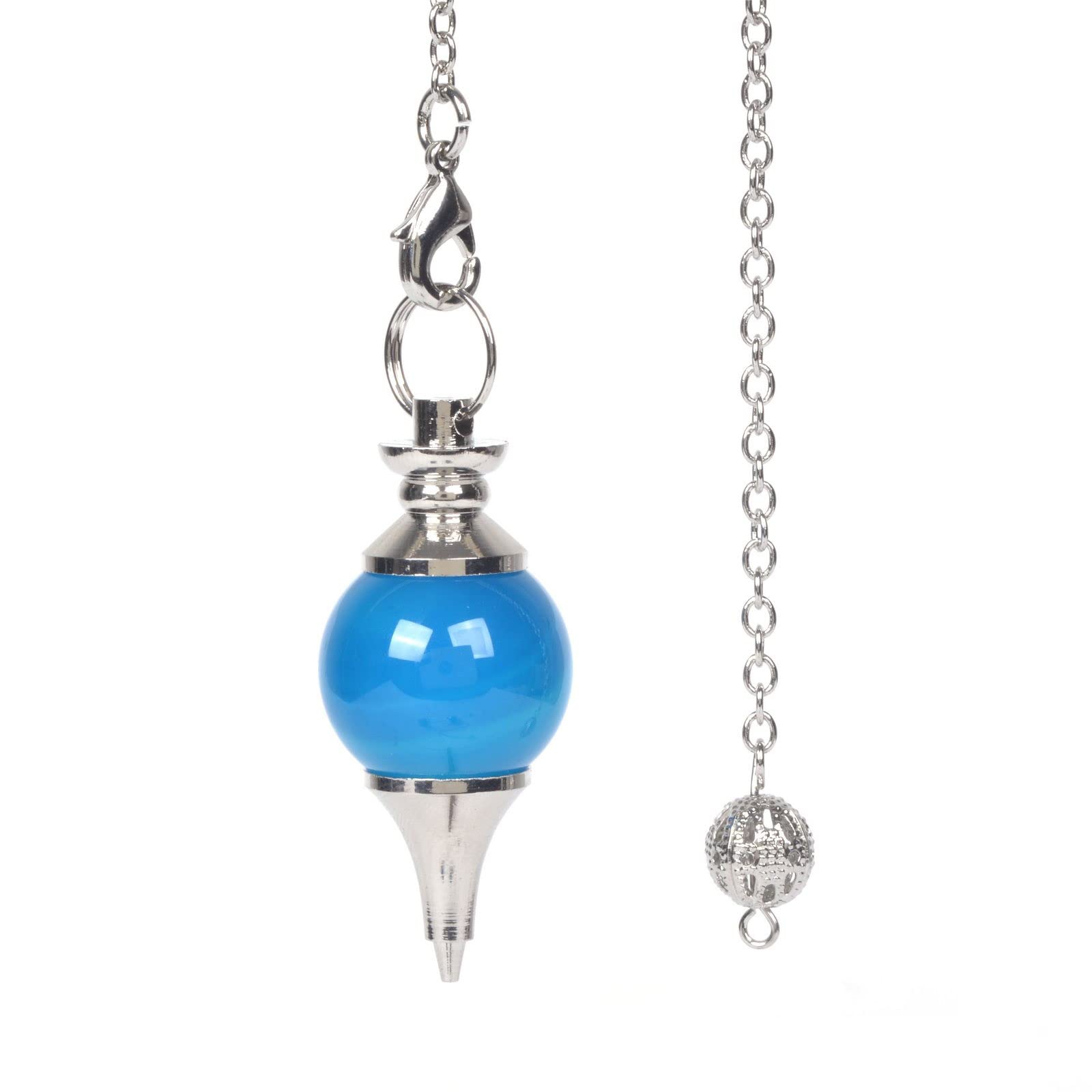Justinstones sky blue agate pendulum, 40mm, ideal for focused dowsing sessions.